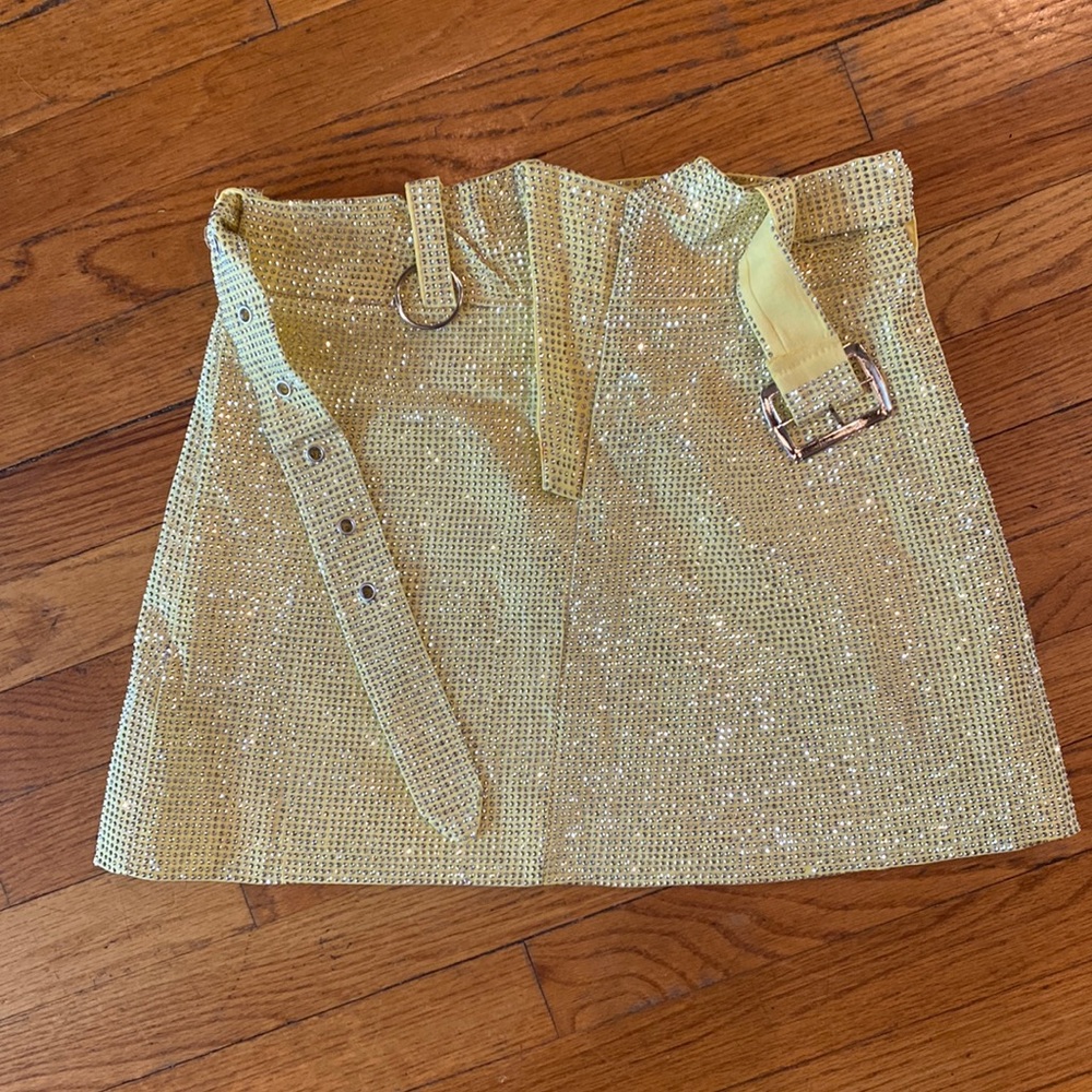Yellow sequin skirt